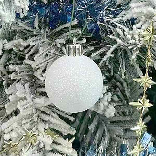 27-Count White Glittered Shatterproof Ornaments, 40mm