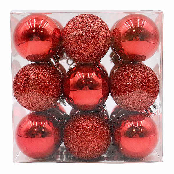 27-Count Red Mix Shatterproof Ornaments, 40mm