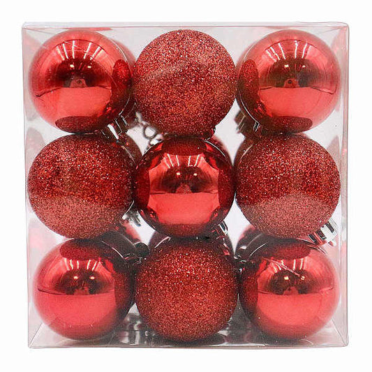 27-Count Red Mix Shatterproof Ornaments, 40mm