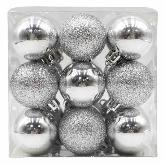 27-Count Silver Mix Shatterproof Ornaments, 40mm