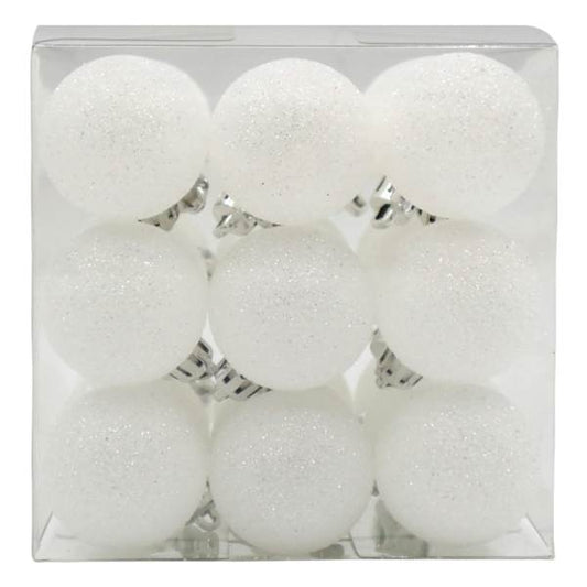 27-Count White Glittered Shatterproof Ornaments, 40mm