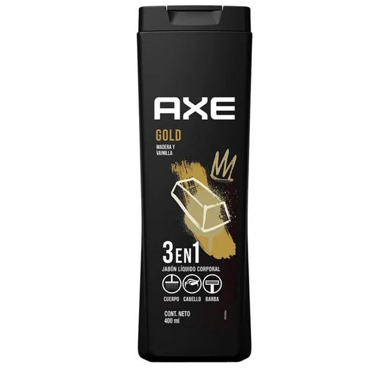 Axe Gold Body Wash 3 in 1 for Men, Oud Wood & Fresh Vanilla, 400 ml Each