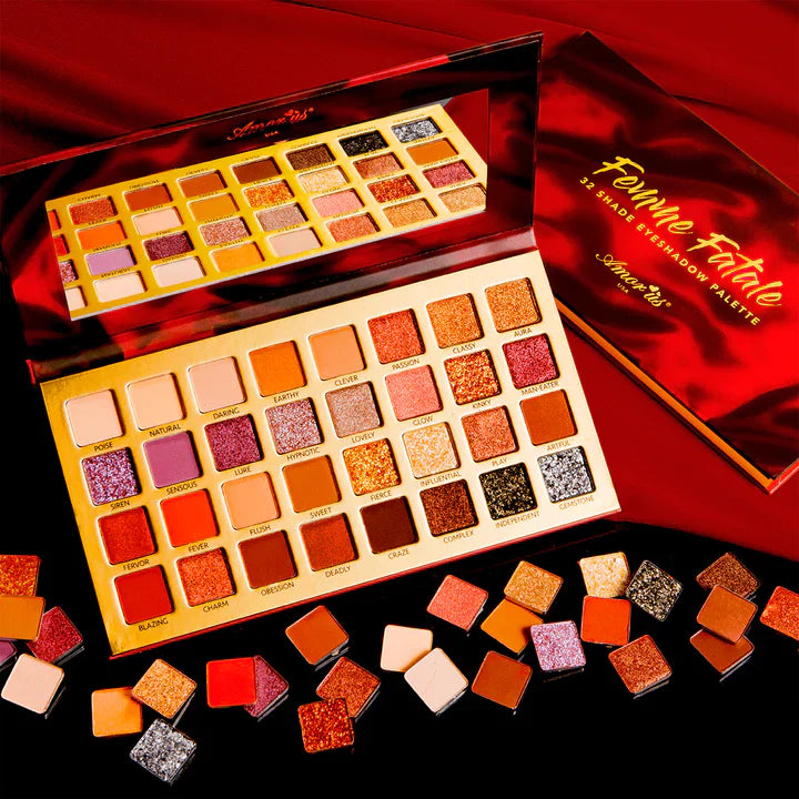 Femme Fatale Eyeshadow & Glitter Palette By Amor Us USA | 32 Color Palette