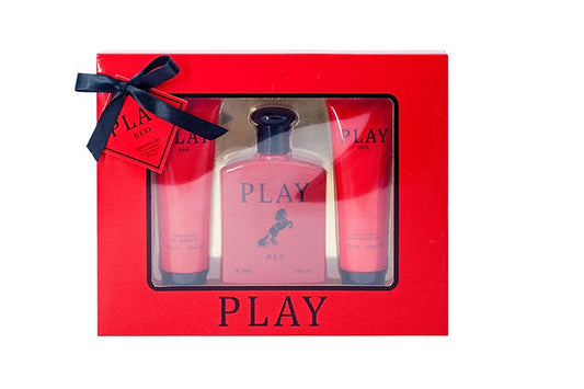 Play Red For Men Cologne Gifts Sets for Men, Eau De Toilette (3.4 fl oz), Body Lotion (3.0 fl oz), Shower Gel (3.0 fl oz), Pack of 3